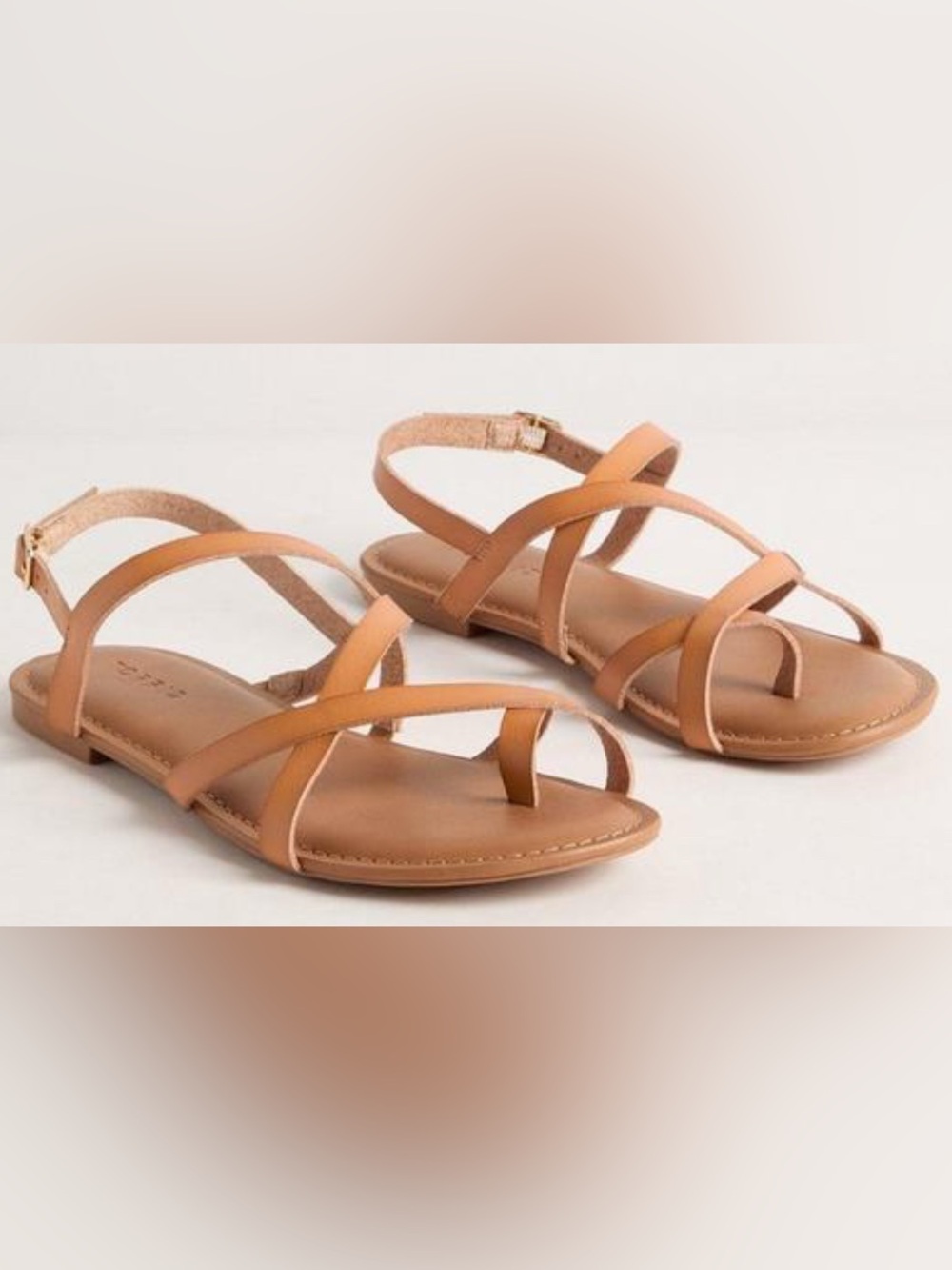 Torrid Tan Strappy Toe-Loop Flat Sandals Size 10W